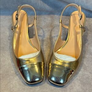 Women's Gold Metallic Slingback Flats